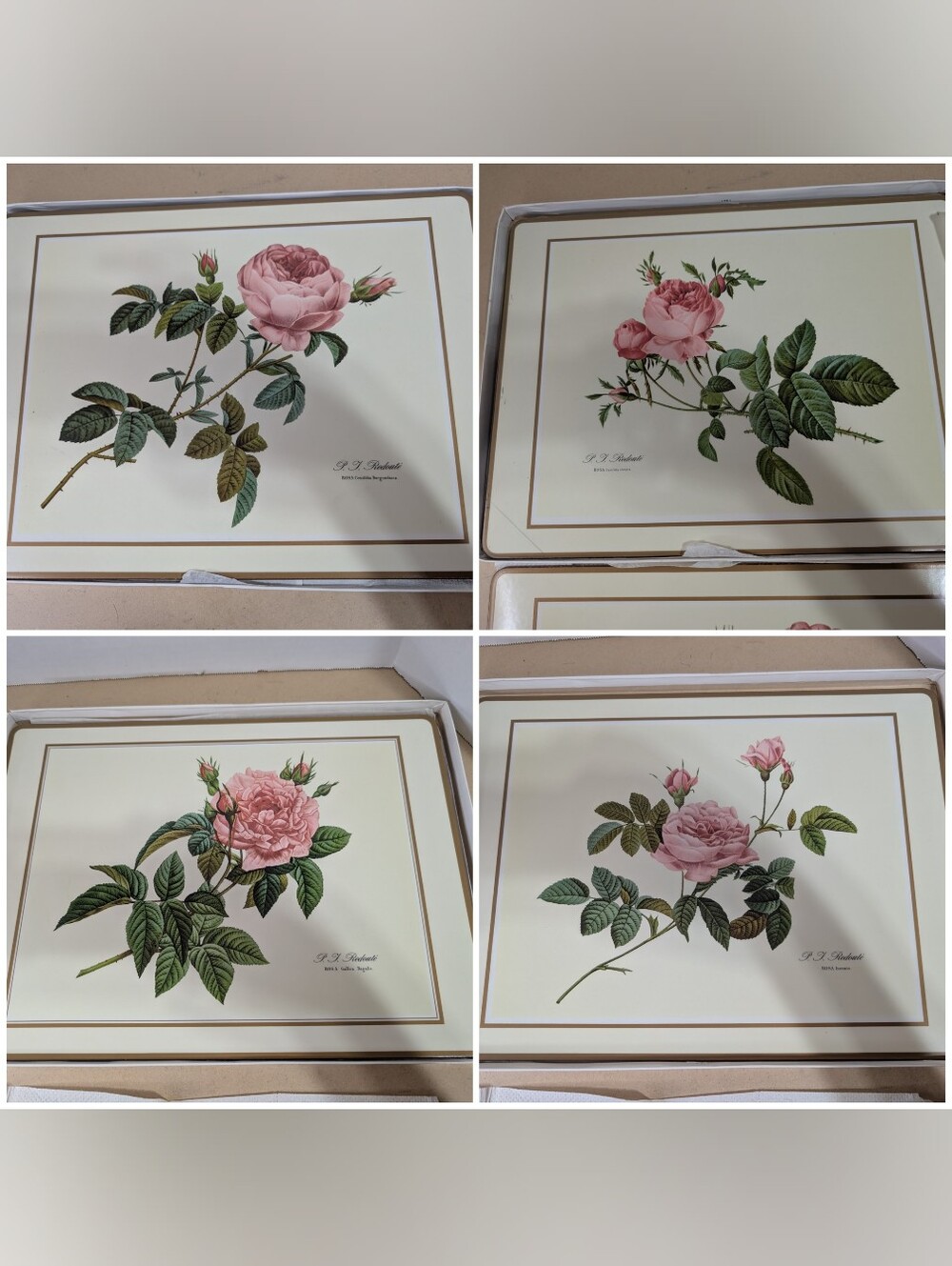 Pimpernel Rose Set Of 4 Large Cork Backed Placemats Vintage Cottage Core EUC